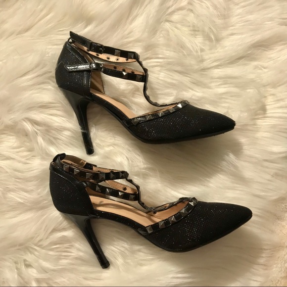 etcetera! BLK SPARKLY HEELS W/ STRAPS 7/8 - Picture 6 of 8